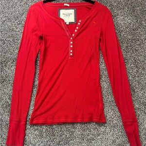 Abercrombie & Fitch y2k henley Red Long Sleeve Top